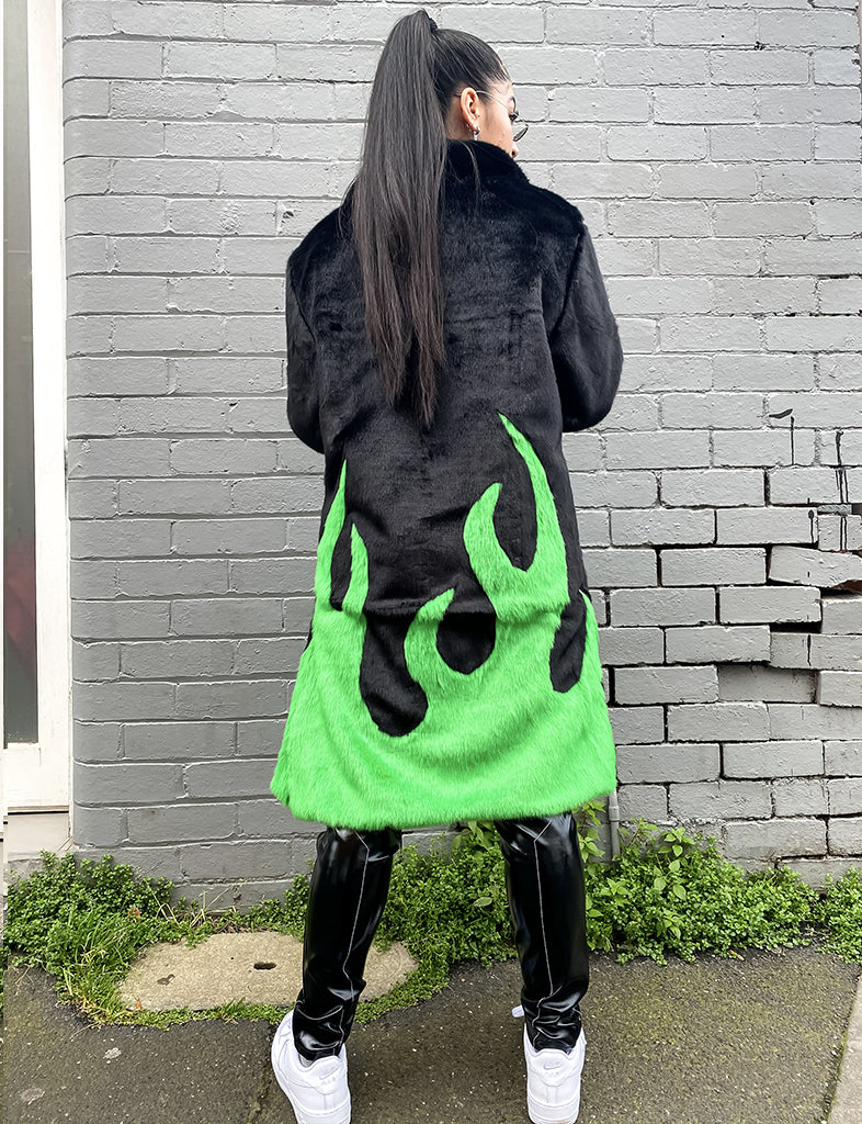 *EXCLUSIVE COLLAB* PURE FIRE FAUX FUR JACKET - GREEN/BLACK ✰ MADE 4 U ✰