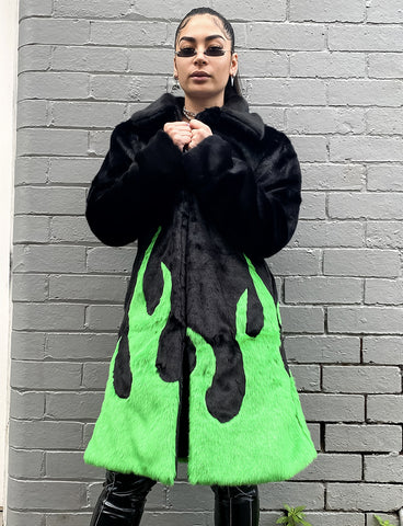 *EXCLUSIVE COLLAB* PURE FIRE FAUX FUR JACKET - GREEN/BLACK ✰ MADE 4 U ✰