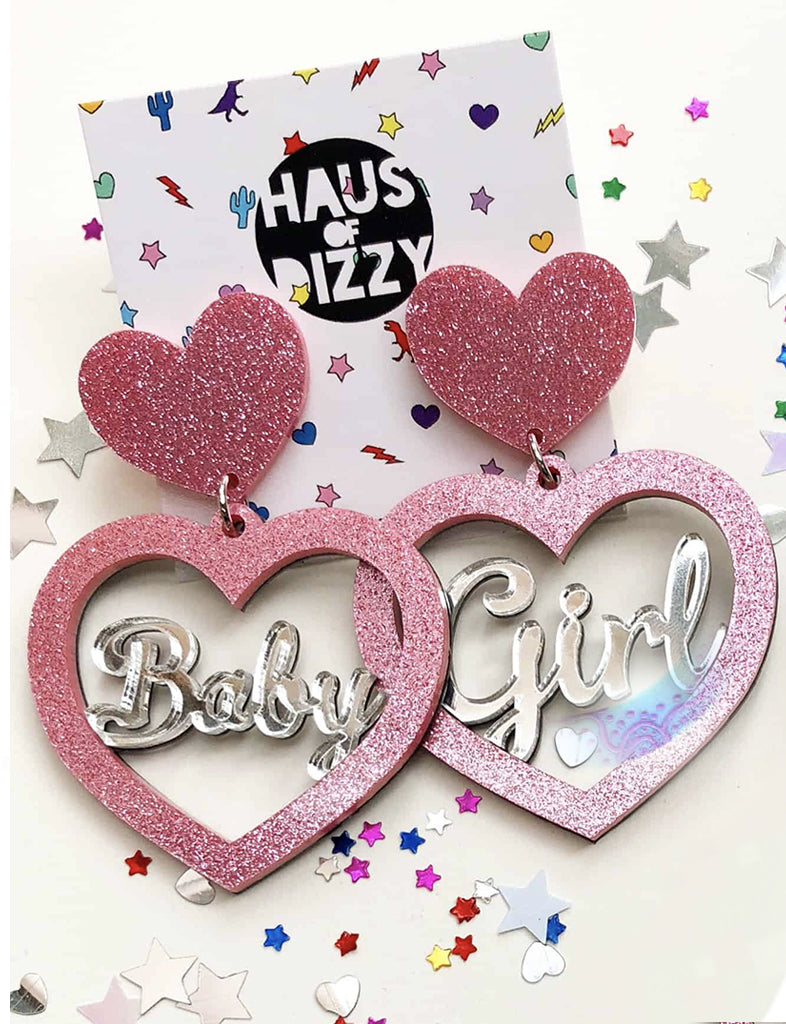 BABY GIRL EARRINGS - PINK & SILVER