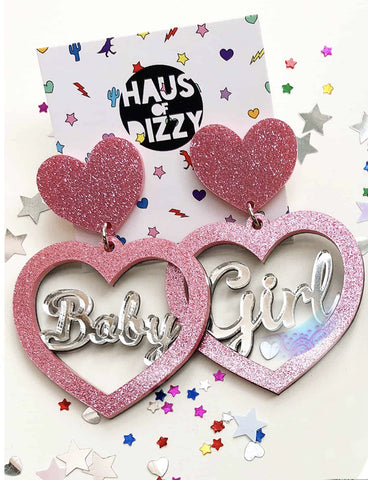 BABY GIRL EARRINGS - PINK & SILVER