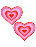 HEART NIPPLE PASTIES - VELVET GLITTER PINK & RED