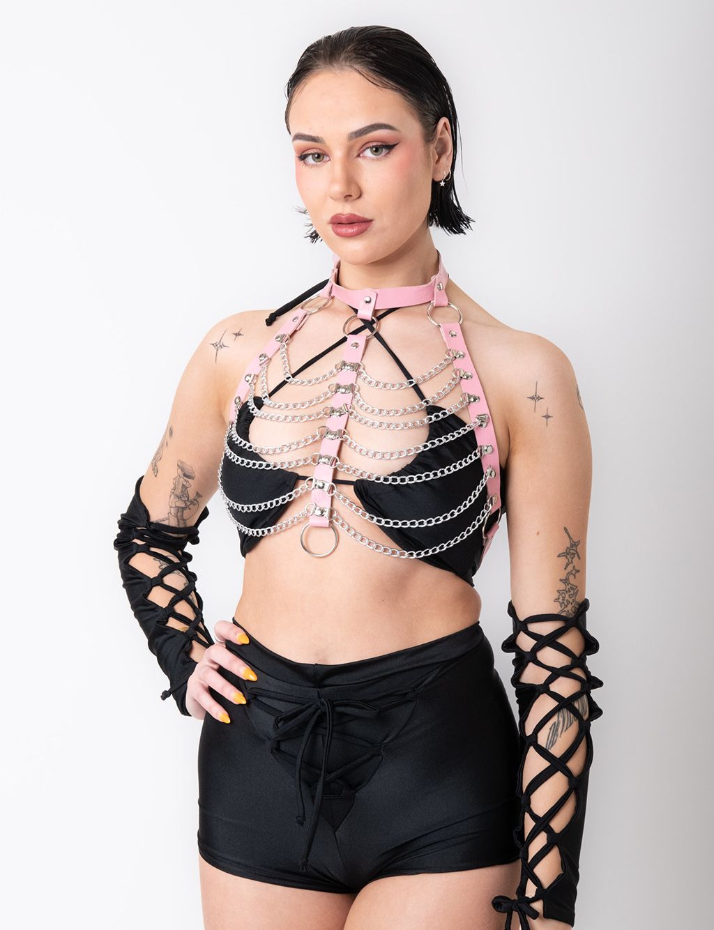 IN CHAINS HARNESS TOP - PINK