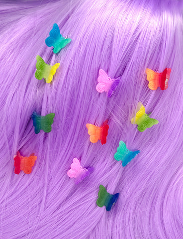 BUTTERFLY HAIR CLIPS - CANDY FLOSS