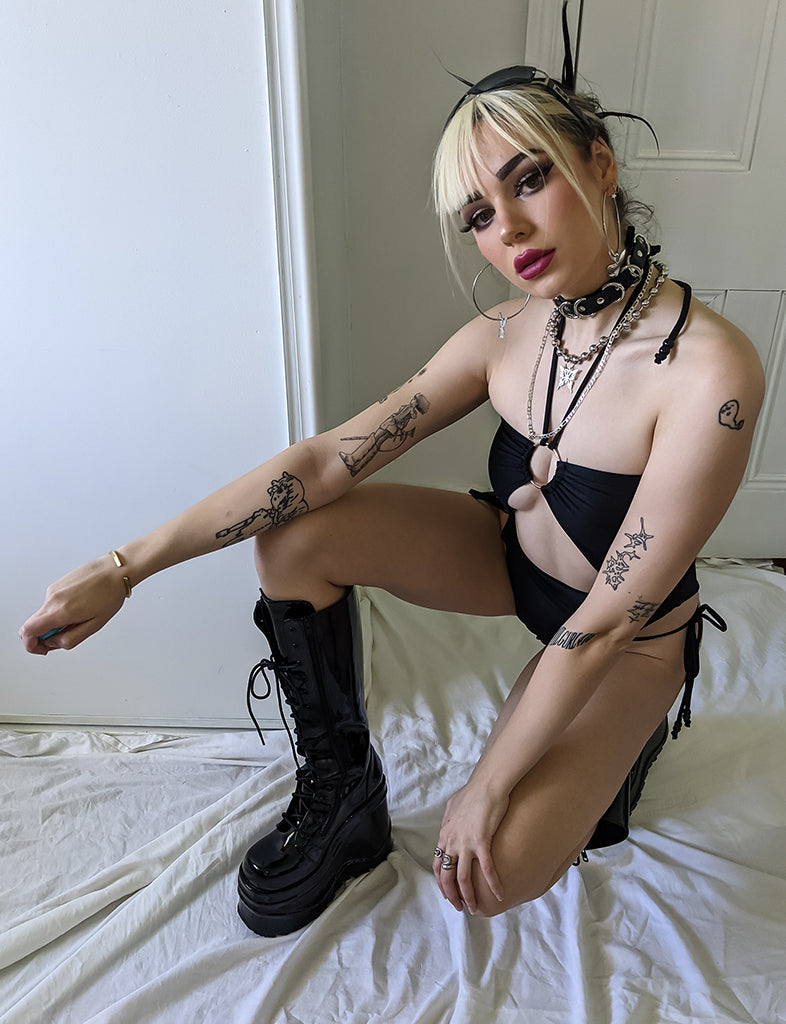 NYLA LEOTARD - JET BLACK