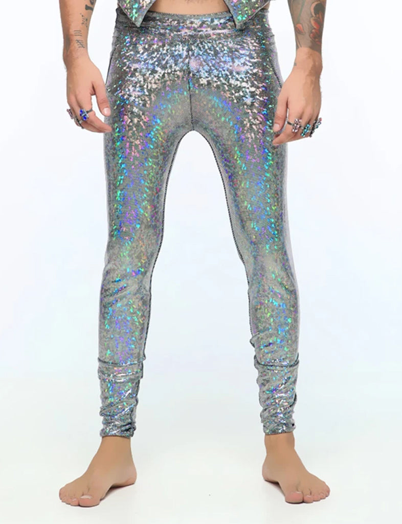 HOLOGRAPHIC MEGGINGS - SILVER