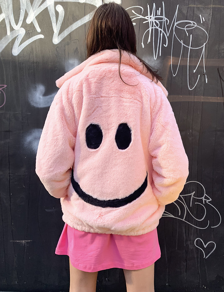 SMILEY FAUX FUR COAT - PINK *MADE TO ORDER*