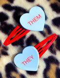 THEY/THEM GENTLE REMINDER HAIR CLIPS - BLUE
