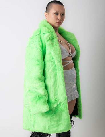 GREEN MACHINE FAUX FUR JACKET - MID LENGTH *MADE TO ORDER*