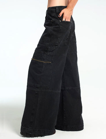 ZIP SWEEPER JEANS - CHARCOAL